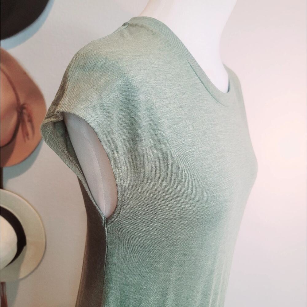 MADEWELL Pine Heather Green Muscle Midi Dress Side Slit Soft Stretch Jersey Sz M - Picture 6 of 16